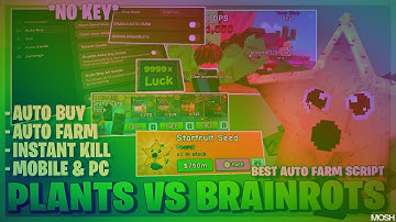 Plants Vs Brainrots Script *NO KEY* - Auto Farm, Get Any Seed, Dupe, Free Cards, Brainrot Spawner