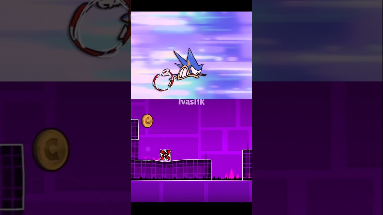Sonic's Fast Running Funny Animation x Geometry Dash 