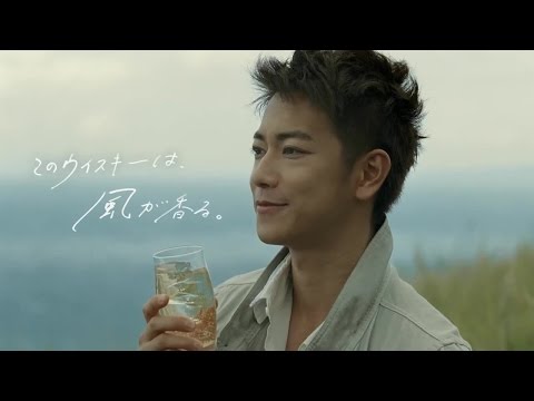 【日本CM】佐藤健站在風之丘面對大海喝新推出的威士忌