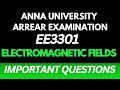 EE3301|Electromagnetic Fields|Arrear Examination |Important Questions 💯💯💯|@Toppersacademytamil