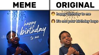 It's Not Your Birthday Boy Meme vs Original