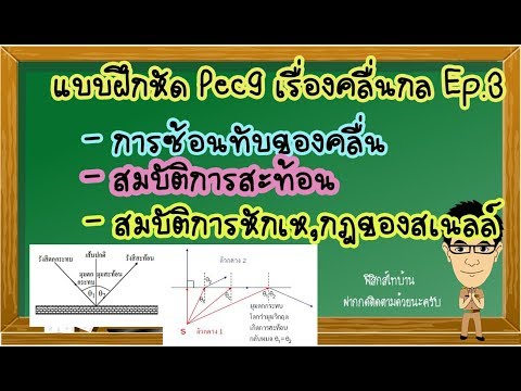 สมบัติของคลื่น แบบฝึกหัดPec9 คลื่นกล Ep.3 #การสะท้อน #คลื่นกล #การหักเห #สมบัติของคลื่น #กฎของสเนลล์