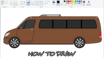 How to draw Bus Step by step | VAN Drawing On Computer using Ms Paint | Bus drawing Tutorial.