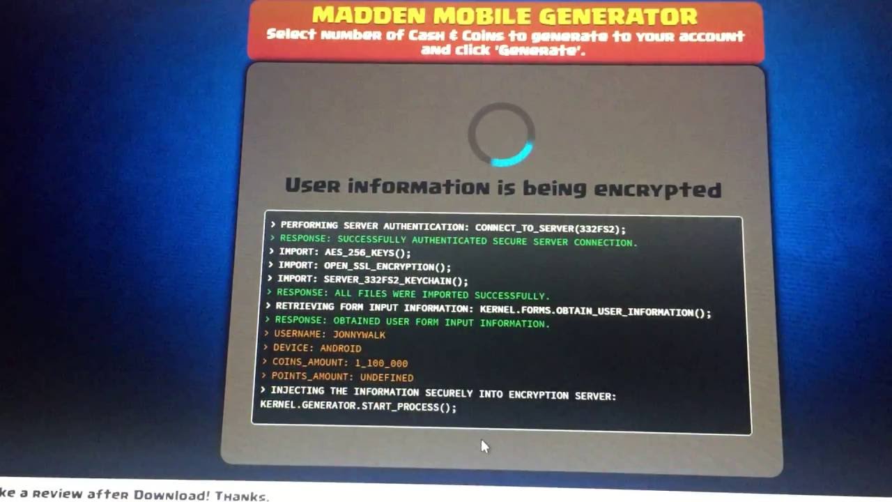 Madden NFL mobile cash and coins generator