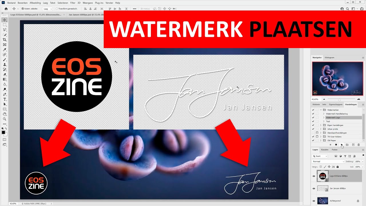 Photoshop | Actie Maken Om Watermerk Te Plaatsen (Dutch) - Youtube