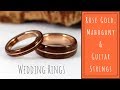 Wood Wedding Rings: Rose Gold and  Mahogany with Guitar String Inlays (How It's Made)