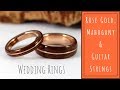 Wood Wedding Rings: Rose Gold and Mahogany with Guitar String Inlays (How It's Made) Wood Wedding Rings: Rose Gold and Mahogany with Guitar String Inlays (How It's Made)