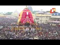 Watch | Nandighosa rolls on Puri road as thousands of devotees pull Chariot