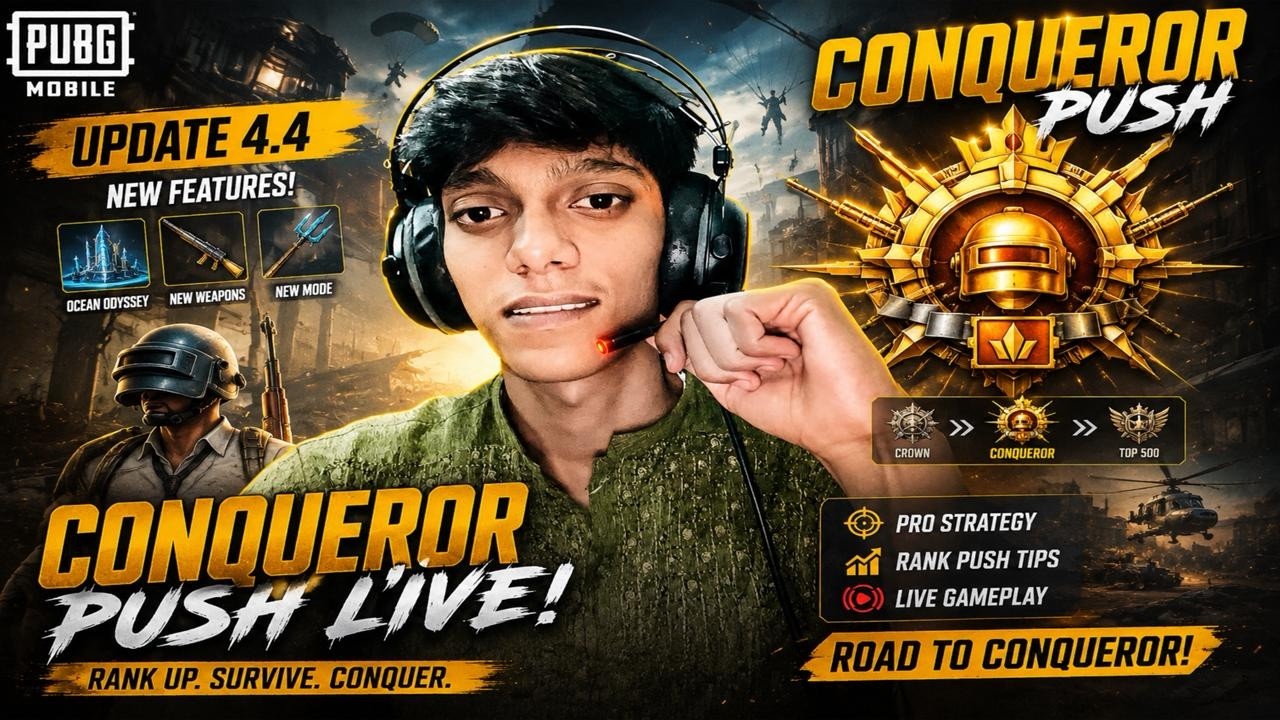 PUBG MOBILE Conqueror Push Day 1 🔥 Update 4.4 Rank Push Live 😱Stream ...