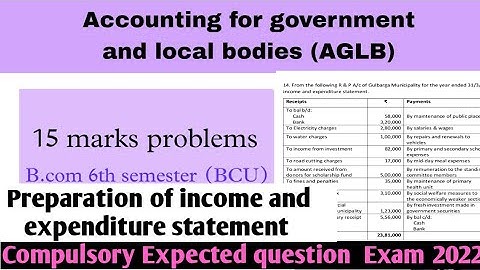 Accounting for government and local bodies |AGLB|15 marks problems | Expected question|6th sem b.com