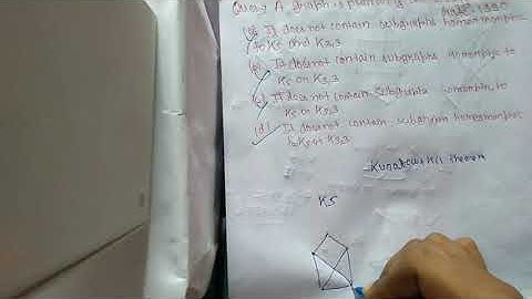A graph is planar if and only if , Gate 1990