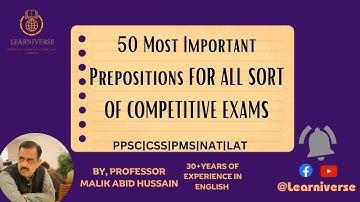 Top 50 Prepositions In English: Mastering Prepositions for competitive exams |#fpsc #ppsc
