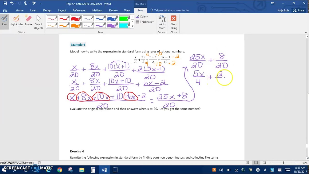 3 6 Day 2 Collecting Rational Number Like Terms YouTube