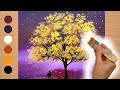 How to paint a golden tree with this technique acrylic landscape painting for beginners