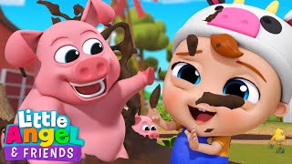 Fun in the Mud on the Farm with Baby John | Little Angel And Friends Kid Songs