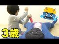 節分に青鬼が腹痛!!巨大スライムちゅうしゃきを何度もするナナタン3歳 お医者さんごっこ【ココロマン普段の様子】