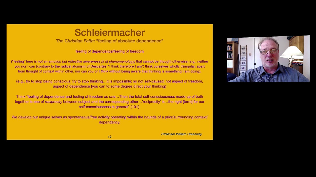 Greenway Schleiermacher Theological Themes 1 Of 2 Youtube