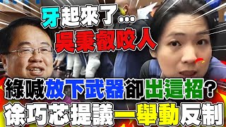 藍綠議場大亂鬥!民進黨要藍'放下武器'卻來這招?徐巧芯'狠酸'打臉:那吳秉叡'咬人'所以要'拔光牙齒'?