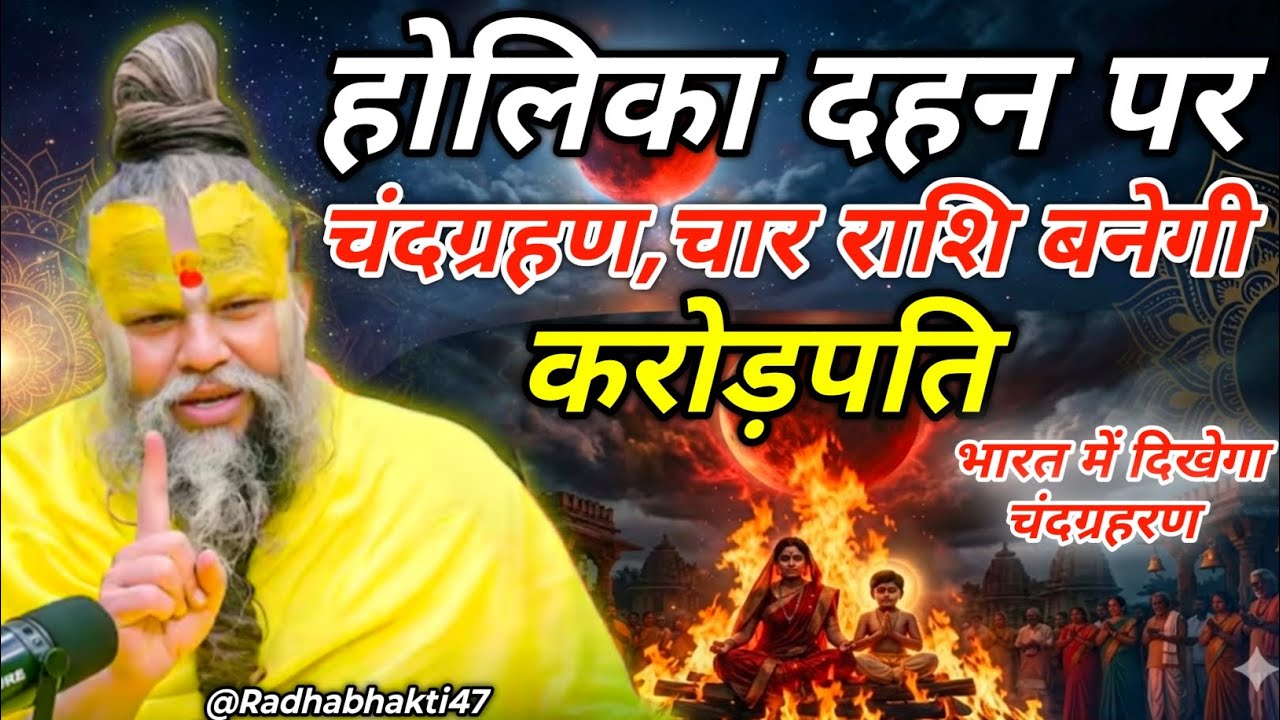 होलिका दहन पर चंदग्रहरण,चार राशि बनेगी करोड़पति,pravachan premandmharaj,Satsang,Radhe bhakti,satsang