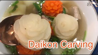 Flower / Rose from White Daikon Radish Carving | Asia Scenic Thai Cooking School