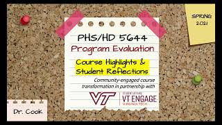 Student Reflections on a Community-engaged Evaluation Course, PHS/HD 5644, Virginia Tech Spring 2021