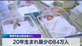 20年生まれ最少の84万人 婚姻件数は戦後最少に（2021年6月4日）