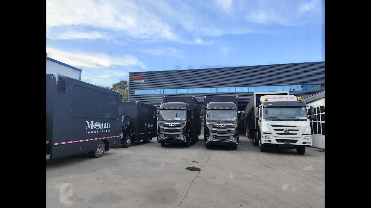 SINOSWAN 4SETS OF MOBILE LED STAGE LOADSHOW TRUCK GO FOR NIGERIA PRESIDENT ELECTION,CAMPIGNS USAGE