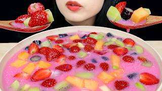 ASMR ES SOP BUAH STRAWBERRY, ANGGUR, KIWI ASINAN JERUK, LEMON, KELENGKENG
