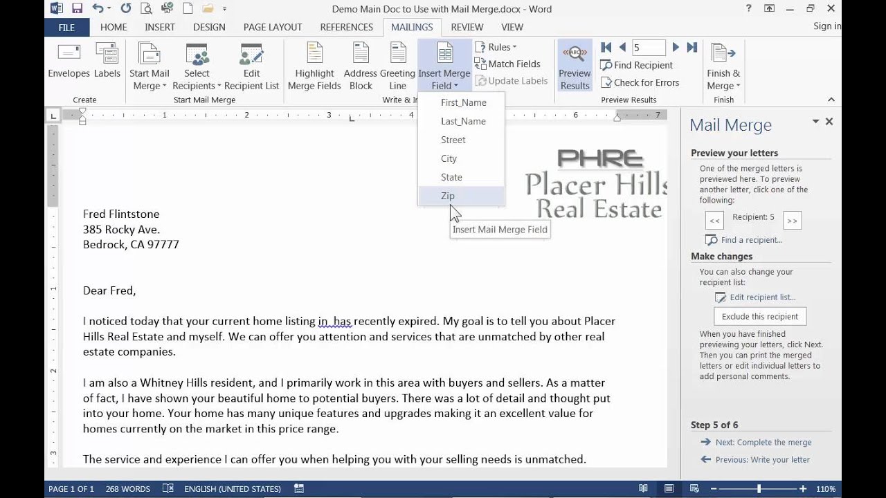 Mail Merge Part 2 Word 2013 