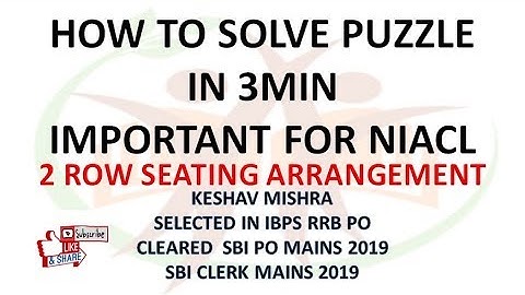PUZZLE#8/2 ROW SEATING ARRANGEMENT/IMPORTANT FOR NIACL AO/ IBPS CLERK MAINS/ SBI PO 2019/