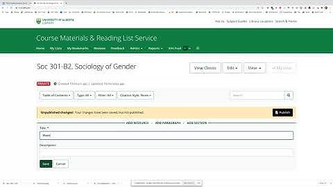 Adding Sections to Library Online Reading Lists