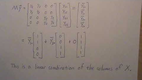 Design of Experiments: Projection Matrix onto c(X) Example