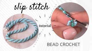 Bead crochet tutorial | Slip stitch bead crochet tutorial | How to bead crochet