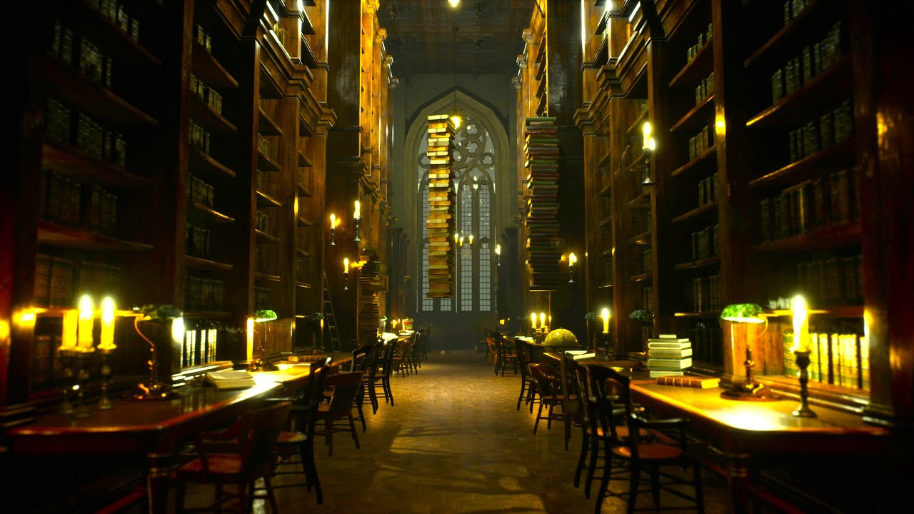 HOGWARTS Library Ambience Rain, Thunders, Book, Pen ASMR YouTube