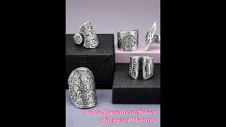 Mandala Rings Collection - Boho Statement Silver Rings for Women #ring #jewelry #jewellery #bohemian