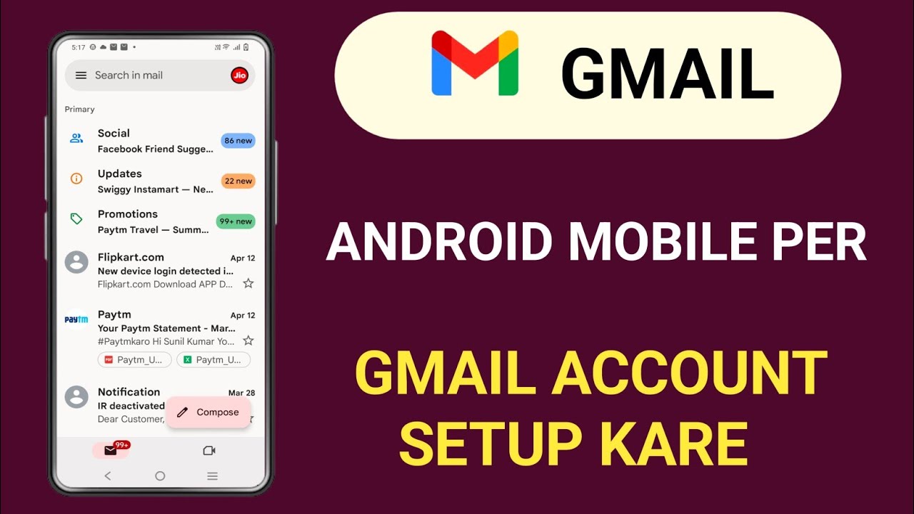 Android mobile per Gmail account kaise setup kare ! - YouTube