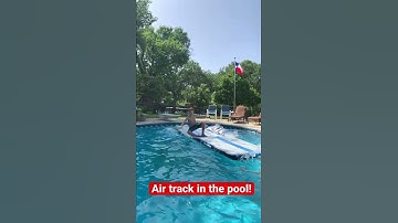 Air track in the pool? Yes! #backyard #swimming #flipping #airtrack #pool