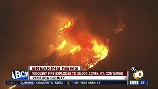 The woolsey fire chewed through ventura county, burning thousands of
acres friday night.