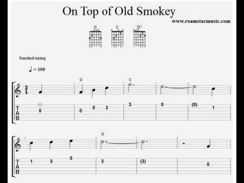 on top of old smokey guitar tab for beginners youtube on top of old smokey sheet music
