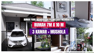 Desain rumah 7x10 yang sempat membuat GD pusing dalam membuatnya - 3 kamar tidur   mushola