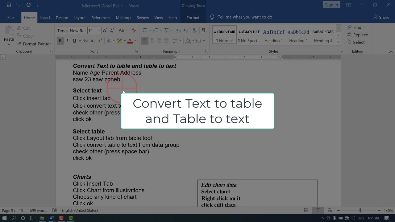 34. Convert text to table & Table to Text - YouTube