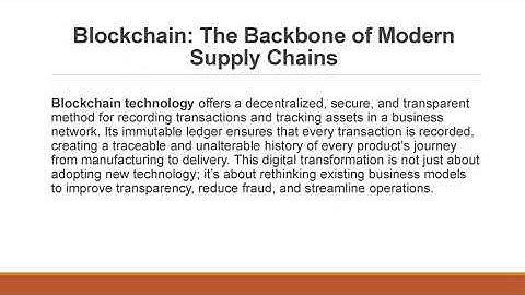 Lars Winkelbauer - Transforming Global Supply Chains with Blockchain Technology