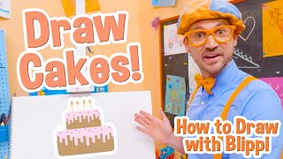 How to Draw a Tasty Cake! | Draw with Blippi! | Kids Art Videos | Drawing Tutorial | Learn to Draw