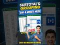 ⚡😱👉SUBTOTAL and GROUPING Krna Excel | Data Analysis#explore#motivation