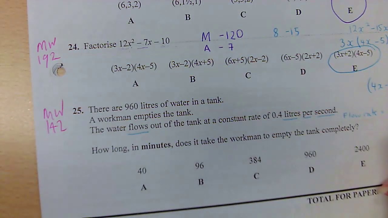 Homework Paper 2 HIGHER part 5 - YouTube