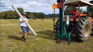 Installing concrete fence posts using Elgra driver with custom made cap