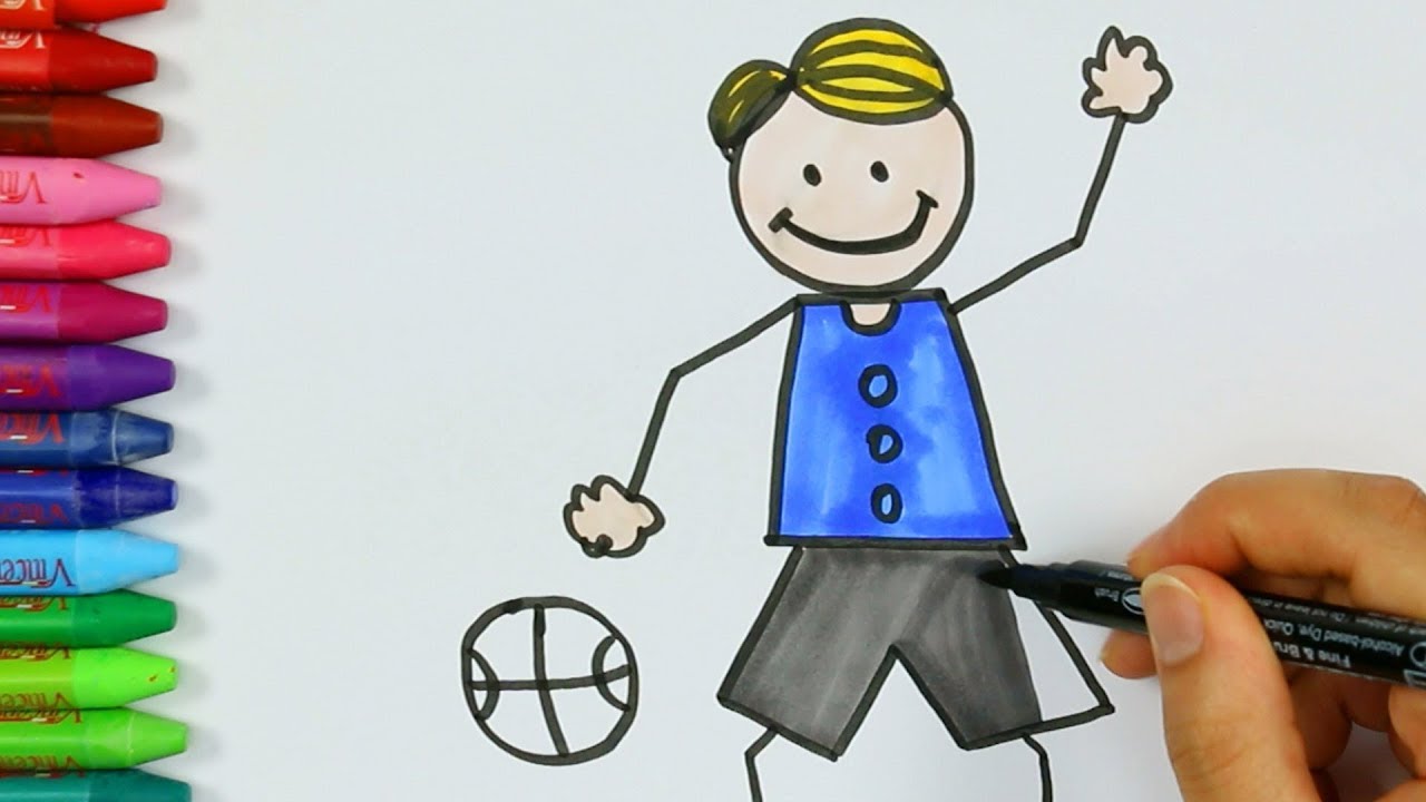 Come Disegnare E Colorare Il Bambino A Giocare A Basket Come Disegnare E Colora Per I Bambini Youtube