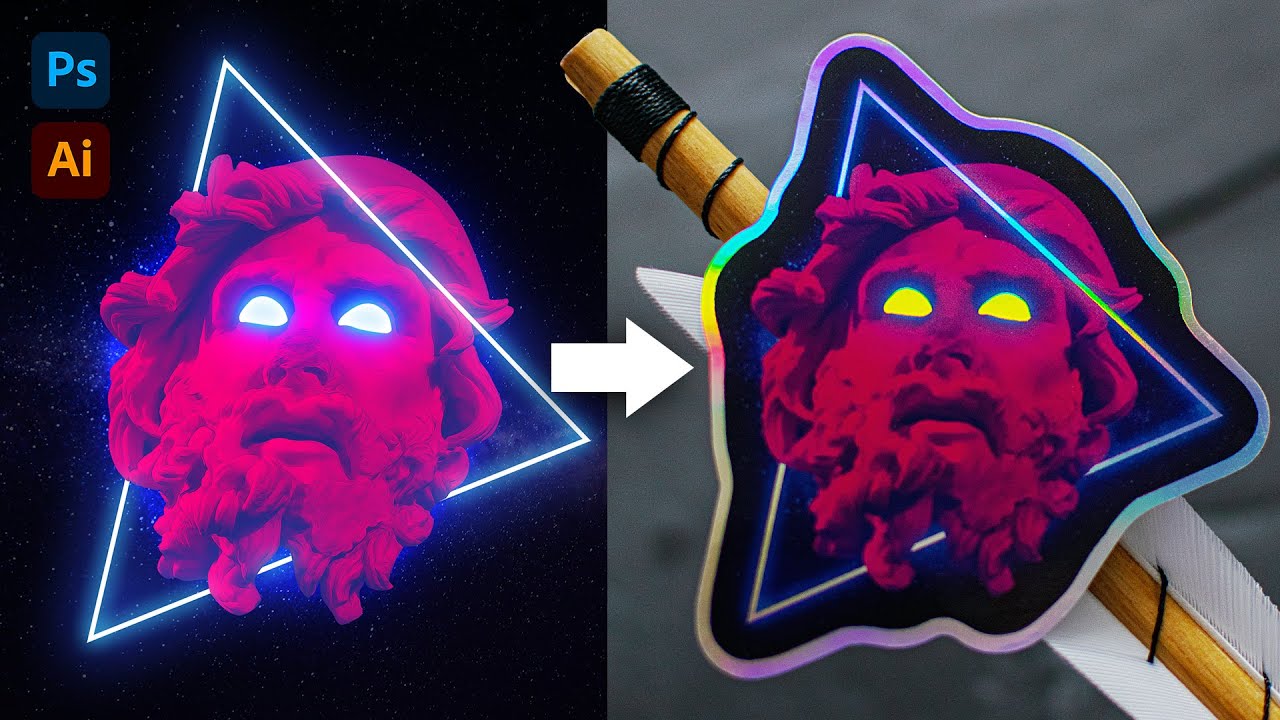 How To Design Holographic Stickers Using Photoshop & Illustrator - Youtube