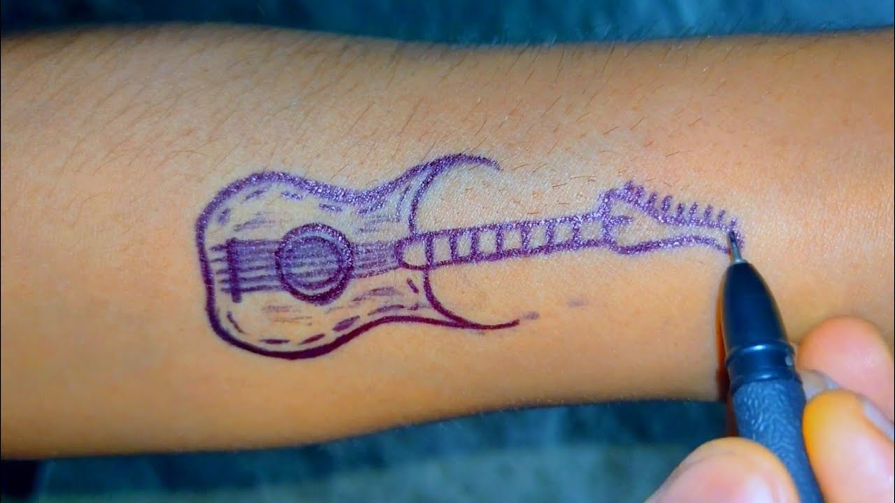 guitar tattoo making with tips || guitar tattoo kaise banaye tips se | 