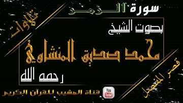 القرآن الكريم - بقصر المنفصل - سورة الزمر  - بصوت الشيخ محمد صديق المنشاوي رحمه الله  .